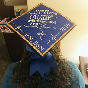 Misty Plummer's fitting RN to BSN graduation cap
